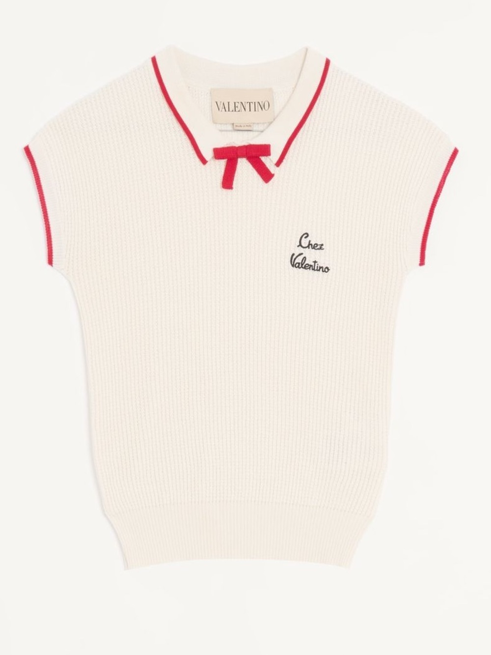 Valentino Garavani Chez Valentino Cotton Bow Knit Top XS NWT Italy - Picture 7 of 13